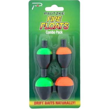 Imagem de Pautzke Bait Pacote combo Co. Fire Floats - Boias de pesca de truta em dois tons aerodinâmicos, pacote com 4 com 2 boias grandes e 2 pequenas - Minimiza o assustamento, maximiza a visibilidade