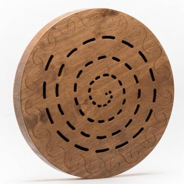 Imagem de Disco de chuva "Water-Fall" 30,5 cm | Instrumento para cura do som | Som relaxante da água | Tambor do oceano de madeira | Som meditativo longo e agradável | Ferramenta para massagem sonora | Design