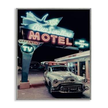 Imagem de Stupell Industries Design de arte de parede giclée emoldurado para carro de motel vintage cinza por Graffi*tee Studios, 61 x 76 cm