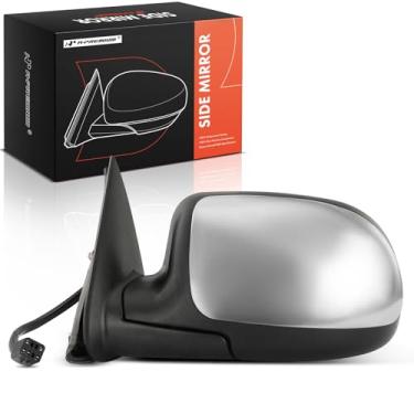 Imagem de A-Premium Espelho retrovisor traseiro externo cromado dobrável manual aquecido compatível com Chevrolet Silverado 1500/3500, Silverado 1500/2500 HD e GMC Sierra 1500/2500/1500 HD