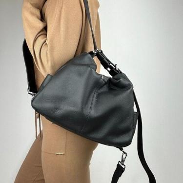 Imagem de Bolsa recuo em couro legítimo b.970, Preto fosco