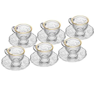 Imagem de LYOR - Conjunto 6 Xícaras de Chá com Pires New Butterfly com Fio de Ouro 180ml Cristal Ecológico