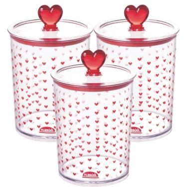 Imagem de Porta mantimentos Hermético Redondo decorado 500ml com 3 unidades Plasutil ref. 16575