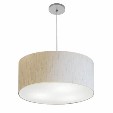 Imagem de Lustre Pendente Cilíndrico Vivare Free Lux Pe-4386CZ Cúpula em Tecido - 50X25cm - Linho-bege