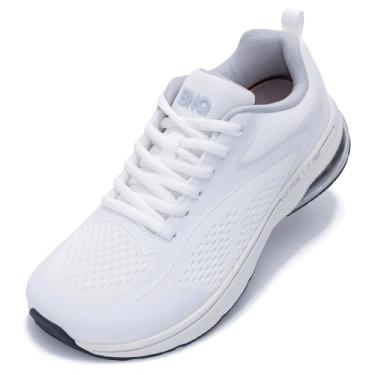 Imagem de SURRAY Tênis feminino de caminhada com bico largo com suporte de arco, tênis de corrida de largura extra larga para fascite plantar pé plano, alívio da dor, tamanho 6-11, Branco, 10 Wide