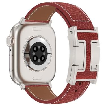 Imagem de CHANCHY Pulseira magnética de couro compatível com Apple Watch Ultra SE séries 10/9/8/7/6/5/4/3/2/1 de 40 mm, 38 mm, 41 mm, 42 mm, 45 mm, 46 mm, 40 mm, 38 mm, 41 mm, 44 mm, 45 mm e 46 mm