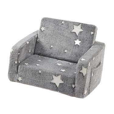 Imagem de IEUDNS Sofá infantil Sofá conversível para espreguiçadeira, macia, abrir a cadeira de sofá de 2 polegadas de 2 em 1 para o jardim de infância do berçário, Estrela Cinzenta