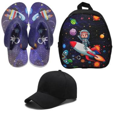Imagem de Kit Meninos Chinelo Estampa Carrinho + Boné + Mochila - CLUB MAGIA, Ga