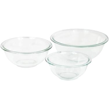 Imagem de Conjunto de tigela de mistura de vidro Pyrex (conjunto de 3 peças, aninhamento, micro-ondas e lava-louças seguros)