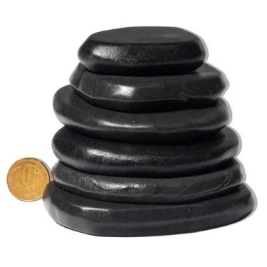 Imagem de Kit 7 Pedras Vulcânicas Basálticas Tipo Seixo - CristaisdeCurvelo