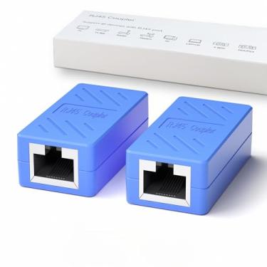 Imagem de Adaptador conector Ethernet acoplador RJ45 para adaptador de cabo Ethernet Cat7 Cat6 Cat5e, Blue RJ45 Coupler 2pcs