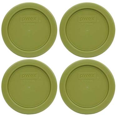 Imagem de Pyrex 7202-PC Tampa de substituição de plástico verde oliva para armazenamento de alimentos, feita nos EUA - pacote com 4