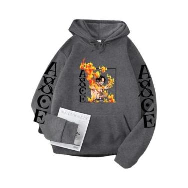 Imagem de Novo One Piece anime Ace moletom com capuz de lã transfronteiriça masc