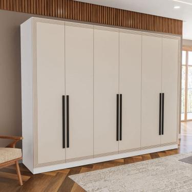 Imagem de Guarda-Roupa Casal Valência 6 Portas 4 Gavetas Branco/Creme - Politorno