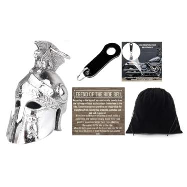 Imagem de KMA Est. 2005 Capacete de guerreiro gladiador THE RIDE BELL com gancho preto para motociclista, amuleto da sorte, presente da sorte