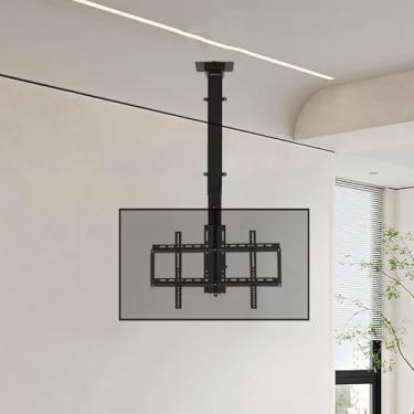 Imagem de CUTPOIY Suporte de teto elétrico para TV - Suporte de TV, suporte de TV telescópico com elevação automática de altura ajustável com controle remoto e controle de interruptor, serve para TVs de 32 a 75