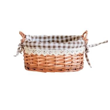Imagem de Cesta de tecido para organizar chaveiros, tigela para mesa de entrada, decoração de casa, cesta de tecelagem rústica para mesa de salgueiro (P, café)