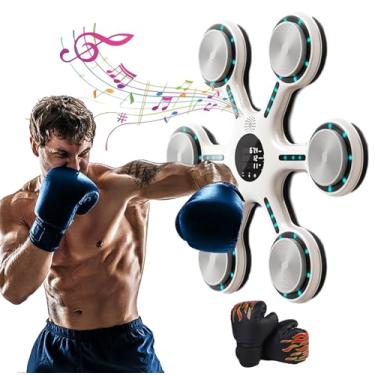 Imagem de Máquina de boxe musical, alvo de reação de boxe, máquina de boxe inteligente com 2 luvas de boxe, máquina de boxe inteligente de LED recarregável com Bluetooth para casa, academia