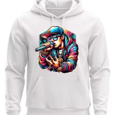 Imagem de Moletom Estampado Cantor Style Canguru - Hs, Branco, P