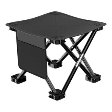 Imagem de Deevoka Pedros de campo de camping dobráveis ​​multiuso com bolso lateral pequeno cadeira dobrável para de viagem ao ar livre de camping ao ar, Preto, 28cmx28cmx23cm
