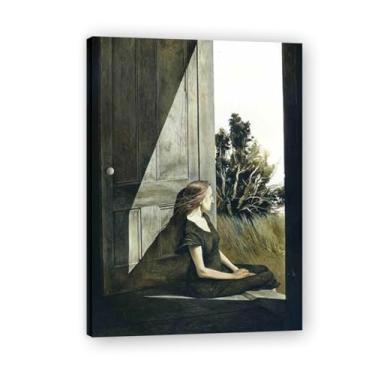 Imagem de Impressão em tela Christina Olson Andrew Wyeth - Arte de realismo americano, aquarela e pintura de têmpera de ovo para decoração de casa 20 x 28 cm