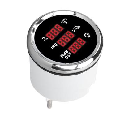 Imagem de Medidor Digital de Pressão de óleo, 52mm, Temperatura água Com Luz de Fundo, 3 Em 1, Display Led, Tacômetro para Barco, Iate, Rv, Caminhão, (810‑00324 Mostrador preto com