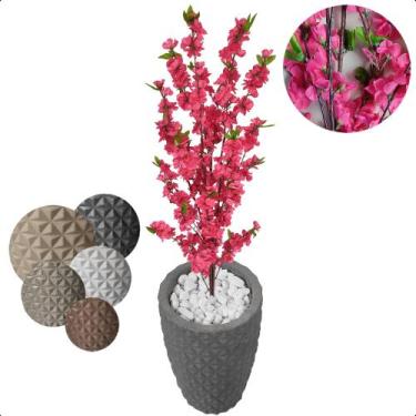 Imagem de Planta Cerejeira Pink Flor Artificial Com Vaso Decoração - Flor de Men