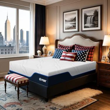 Imagem de M MZG Colchão híbrido de pelúcia Queen Size de 30,5 cm, almofada de espuma viscoelástica com infusão de gel e espuma de suporte branca de alta densidade, refrescante e respirável, certificado