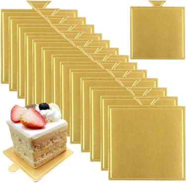 Imagem de Dwwffer Mini tábuas de bolo, 100 peças de base de bolo de grau alimentício, base de bolo de mousse, base quadrada de papel, cupcake, sobremesa, expositores, base para assar, sobremesa, festa