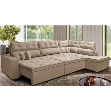 Imagem de Sofá de Canto Retrátil e Reclinável Direito 3,00x2,36m Molas Cama inBox Espanha. Velusoft