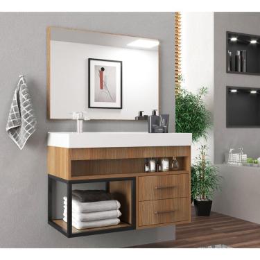 Imagem de Gabinete Com Cuba 80Cm Multimóveis Cr10071 Noce