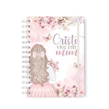 Imagem de Caderno Cristã Caderno Pautado frase cristã Capa Dura para o dia a dia ou devocional 100 folhas pautadas (CRISTO VIVE EM MIM)