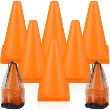 Imagem de Leelosp Pacote com 48 cones de trânsito de plástico de 17,8 cm Marcador de campo de agilidade para futebol/segurança/esportes/cones de treinamento para patinação basquete futebol treinos temáticos
