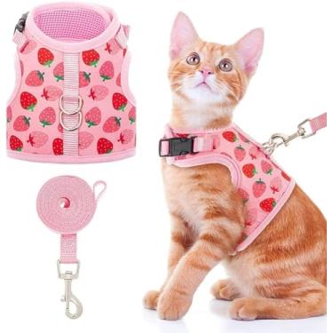 Imagem de BINGPET Peitoral para gatos com coleira à prova de fuga – Arnês de malha elegante para passear com cães e gatos, ajustável para gatinhos, filhotes e animais pequenos