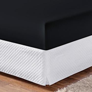 Imagem de Lençol Baixo Com Elástico Casal Queen Avulso 180 Fios Preto - Enxoval 