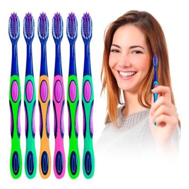 Imagem de Kit 6 Escovas De Dente Revolution Mix Color Macia Adulto - Sunny