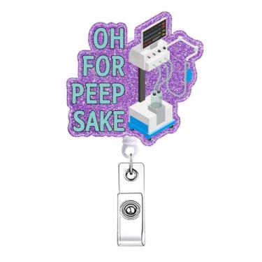 Imagem de Oh for Peep Sake Engraçado Carretel de Crachá Acessórios com Clipe Jacaré Enfermeira LPN CNA RN Porta-crachá de Estudante de Enfermagem Retrátil para Cartão de Identidade Assistente Médico Professor