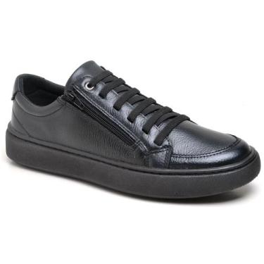 Imagem de Sapato Casual Couro Legitimo Sapatenis com Palmilha Gel Ziper Lateral 