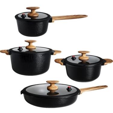 Imagem de Jogo Panela Revestimento Antiiaderente Cerâmico 4 Pçs Preto - MGC