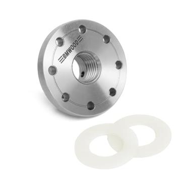 Imagem de BMWOOD Placa frontal de 7,6 cm com rosca de 2,5 cm x 8TPI, com duas arruelas de nylon para torno de madeira, 8 furos de montagem.