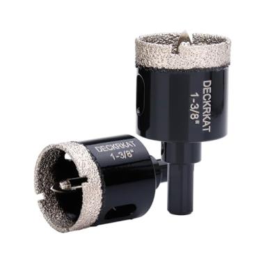 Imagem de DECKRKAT Brocas De Serra Copo De Diamante De 1-3/8 Pol. Com Broca Piloto - 2 Peças Serras Copo De Diamante De 1-3/8 Pol. Com Broca Guia Perfuração Precisa Para Porcelanato Cerâmica Cerâmica Granito