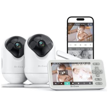 Imagem de Babá Eletrônica VistaView Lite com Wi-Fi, 2 Câmeras, Tela Dividida 720P, Controle por App, Alertas de Movimento, Visão Noturna,Dr.Care