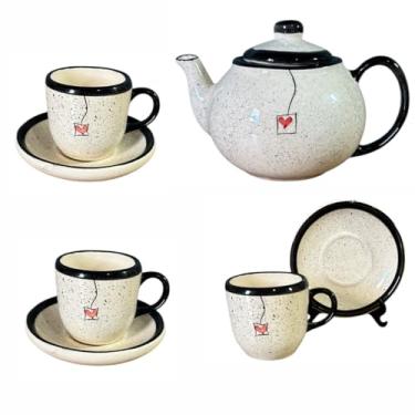 Imagem de Conjunto Para Tomar Café Com Bule e 3 Xícaras Com Pires