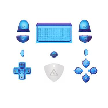 Imagem de eXtremeRate Conjunto completo de botões de substituição personalizados com símbolos clássicos e roxos e azuis Chameleon para controle ps4 Slim Pro CUH-ZCT2 – Compatível com kit de LED DTFS PS4