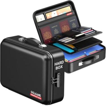 Imagem de COLCASE Caixa de documentos à prova de fogo, capa rígida à prova de fogo com design de carcaça rígida à prova de fogo à prova de fogo, caixa organizadora de arquivos para documentos importantes