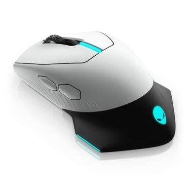 Imagem de Alienware Mouse para jogos com fio/sem fio AW610M - 16000 DPI, sensor óptico, ambidestro, 7 botões, iluminação RGB AlienFX de 16,8 m de 3 zonas, design sem bordas, ergonômico - luz lunar