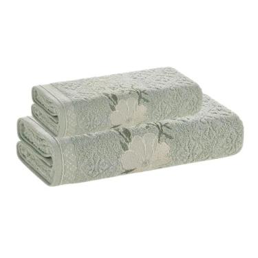 Imagem de Jogo Toalha Banho e Rosto Fio Cardado Yuna Karsten  430g/m², Matcha