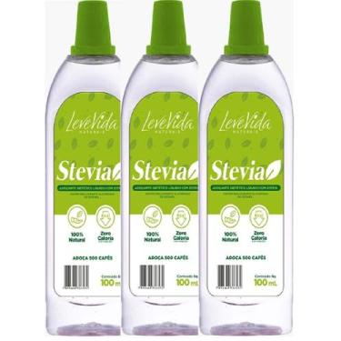 Imagem de Kit 3 Adoçante Stevia Estevia 100 Natural 100ml Não Amarga - Absolut