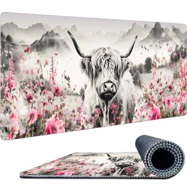 Imagem de Tapete de mouse extra grande para mesa, mouse pad para jogos 90 x 48 cm, tapete de mesa completo para teclado e mouse, decoração de mesa e acessórios 2GG para escritório em casa, mousepad, vaca