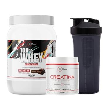 Imagem de Kit Whey Protein 100% Whey Concentrado Pote 900g + Creatina Monohidratada 100% Pura 150g + Coqueteleira - TAG Nutrition (Pote 900G, Morango)